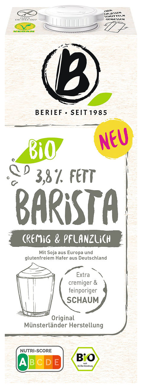 Sojas-auzu dzēriens Barista 3.8 % BIO, BERIEF, 1 L