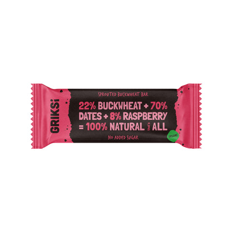 Diedzētu griķu batoniņš - aveņu, BIO, Griksi, 35g