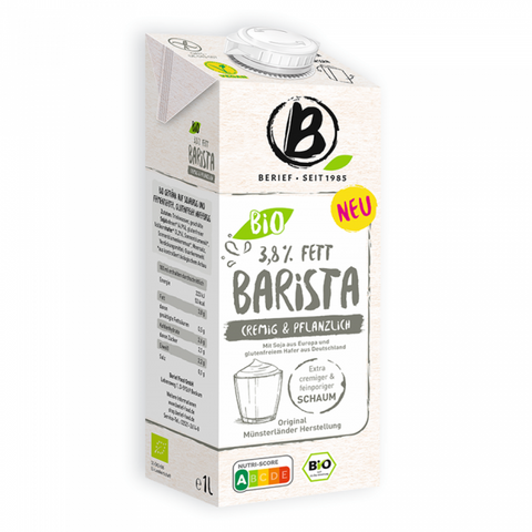 Sojas-auzu dzēriens Barista 3.8 % BIO, BERIEF, 1 L