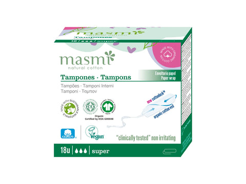 Tamponi no bio kokvilnas Super, MASMI, 18 gab.
