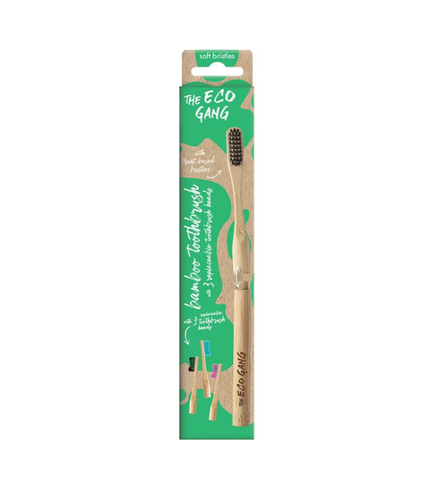 Bambusa zobu birste ar maināmām galviņām Soft 1+3 gab, The Eco Gang
